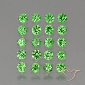 Pedras preciosas de Granada Tsavorita verde elétrico natural de 2.24 ct, Corte Redondo, VS