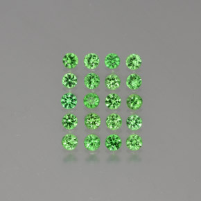 Pedras preciosas de Granada Tsavorita Verde médio natural de 1.76 ct, Corte Redondo, VVS-VS