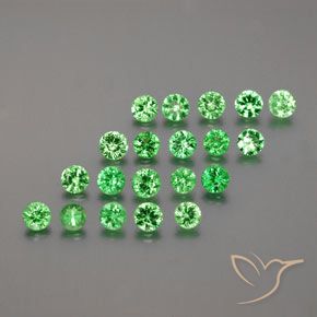 Pedras preciosas de granada tsavorita verde natural de 1,95 ct, corte redondo, VS