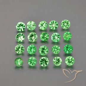 Pedras preciosas de granada tsavorita verde natural de 1,95 ct, corte redondo, VS