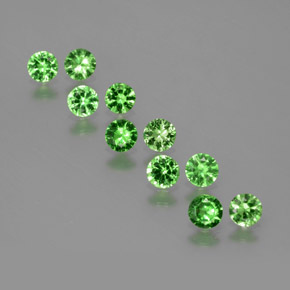 Pedras preciosas de Granada Tsavorita verde elétrico natural de 1.86 ct, Corte Redondo, VS