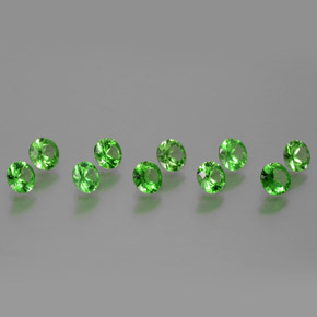 Pedras preciosas de Granada Tsavorita verde elétrico natural de 1.86 ct, Corte Redondo, VS