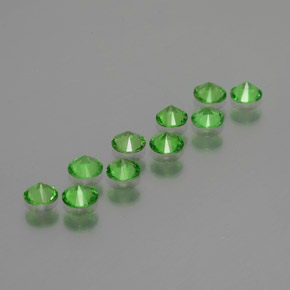 Pedras preciosas de Granada Tsavorita verde elétrico natural de 1.86 ct, Corte Redondo, VS