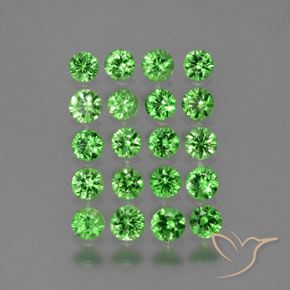 Pedras preciosas de Granada Tsavorita verde elétrico natural de 1.70 ct, Redondo, VVS-VS