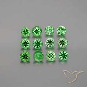 Pedras preciosas de Granada Tsavorita verde intenso natural de 2.36 ct, Corte Redondo, VVS-VS