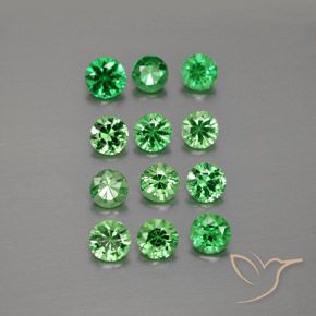 Pedras preciosas de Granada Tsavorita Verde médio natural de 2.94 ct, Redondo, VVS-VS