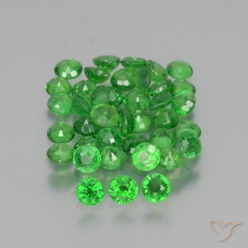 Pedras preciosas de Granada Tsavorita verde elétrico natural de 2.76 ct, Redondo, VS-SI