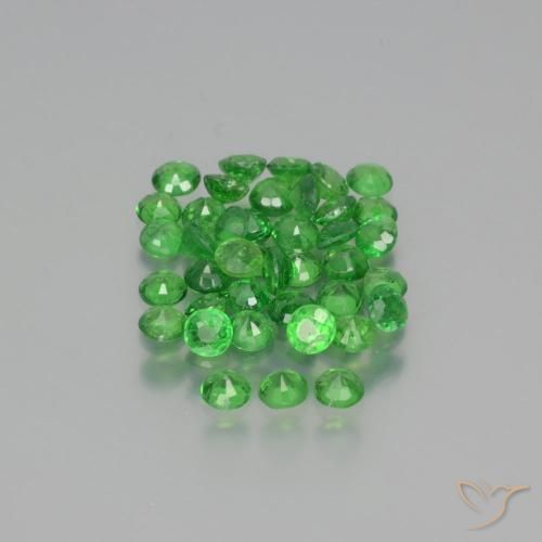 Pedras preciosas de Granada Tsavorita verde elétrico natural de 2.76 ct, Redondo, VS-SI