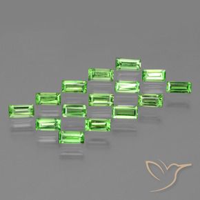 Pedras preciosas de Granada Tsavorita verde vivo natural de 1.82 ct, baguete, VS