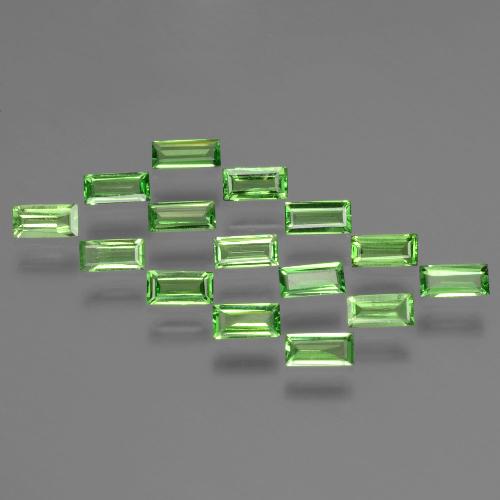 Pedras preciosas de Granada Tsavorita verde vivo natural de 1.54 ct, baguete, VS