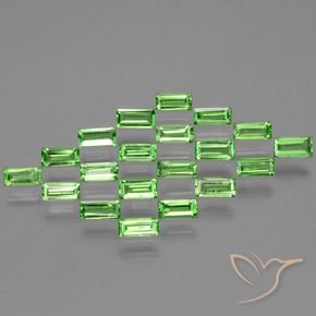 Pedras preciosas de Granada Tsavorita verde vivo natural de 2.08 ct, baguete, VS