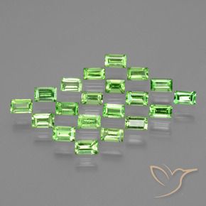 Pedras preciosas de Granada Tsavorita verde vivo natural de 1.95 ct, baguete, VS