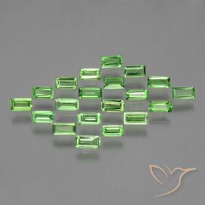 Pedras preciosas de Granada Tsavorita verde vivo natural de 2.36 ct, baguete, VS