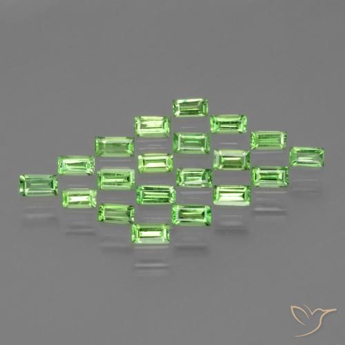 Pedras preciosas de Granada Tsavorita verde vivo natural de 1.18 ct, baguete, VS