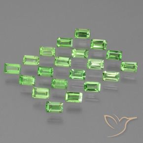 Pedras preciosas de Granada Tsavorita verde vivo natural de 1.66 ct, baguete, VS