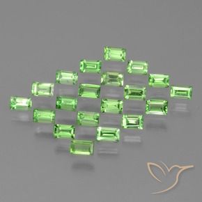 Pedras preciosas de Granada Tsavorita verde vivo natural de 1.73 ct, baguete, VS