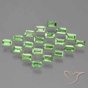 Pedras preciosas de Granada Tsavorita verde vivo natural de 1.33 ct, baguete, VS
