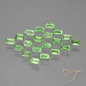 Pedras preciosas de Granada Tsavorita verde vivo natural de 1.58 ct, baguete, VS