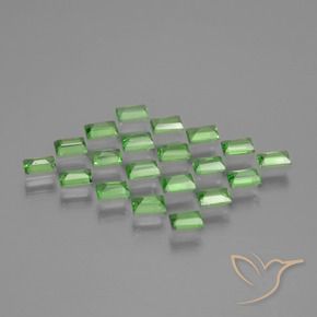 Pedras preciosas de Granada Tsavorita verde vivo natural de 1.58 ct, baguete, VS