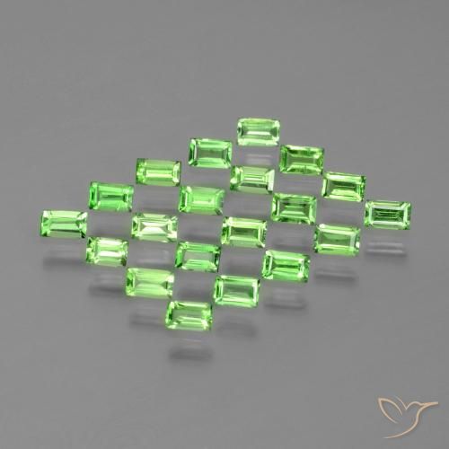 Pedras preciosas de Granada Tsavorita verde vivo natural de 1.57 ct, baguete, VS