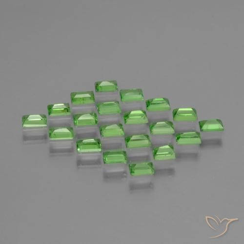 Pedras preciosas de Granada Tsavorita verde vivo natural de 1.57 ct, baguete, VS