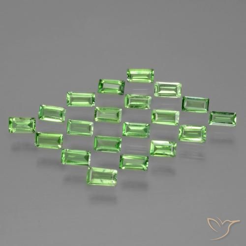 Pedras preciosas de Granada Tsavorita verde vivo natural de 1.08 ct, baguete, VS