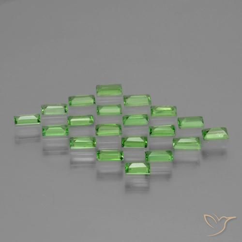Pedras preciosas de Granada Tsavorita verde vivo natural de 1.08 ct, baguete, VS