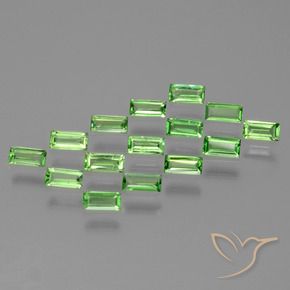 Pedras preciosas de Granada Tsavorita verde vivo natural de 1.46 ct, baguete, VS