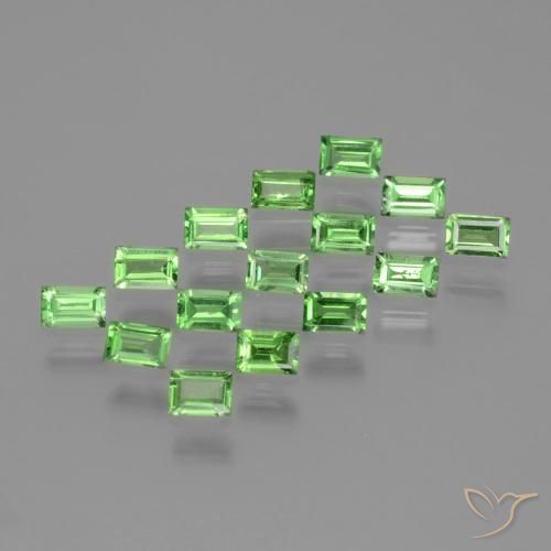 Pedras preciosas de Granada Tsavorita verde vivo natural de 1.48 ct, baguete, VS