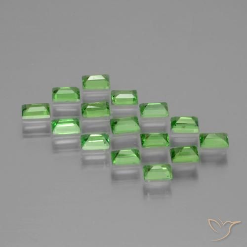 Pedras preciosas de Granada Tsavorita verde vivo natural de 1.48 ct, baguete, VS