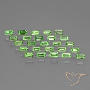 Pedras preciosas de Granada Tsavorita verde vivo natural de 1.89 ct, baguete, VS