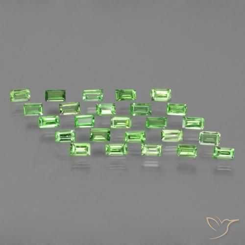 Pedras preciosas de Granada Tsavorita verde vivo natural de 1.62 ct, baguete, VS