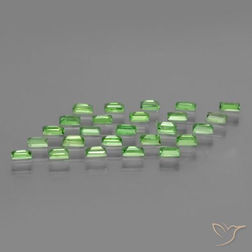 Pedras preciosas de Granada Tsavorita verde vivo natural de 1.62 ct, baguete, VS