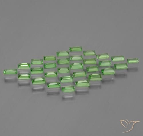 Pedras preciosas de Granada Tsavorita verde vivo natural de 1.52 ct, baguete, VS