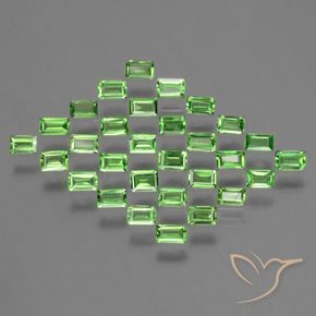 Pedras preciosas de Granada Tsavorita verde vivo natural de 1.89 ct, baguete, VS