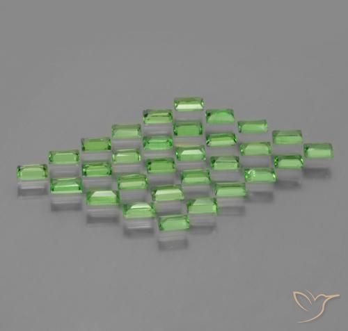 Pedras preciosas de Granada Tsavorita verde vivo natural de 1.97 ct, baguete, VS