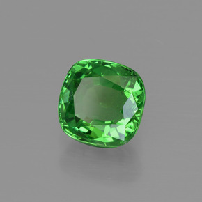 Granada tsavorita verde natural 1,10ct, almofada cortada, VS