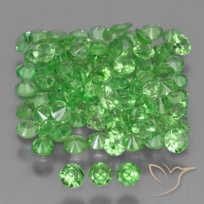 Pedras preciosas de Granada Tsavorita verde vivo natural de 4.78 ct, Redondo, VS