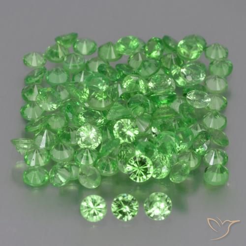Pedras preciosas de Granada Tsavorita verde vivo natural de 4.76 ct, Redondo, VS