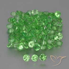 Pedras preciosas de Granada Tsavorita verde vivo natural de 4.13 ct, Redondo, VS
