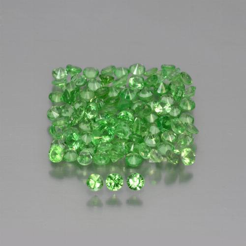 Pedras preciosas de Granada Tsavorita verde vivo natural de 3.74 ct, Corte Redondo, VS