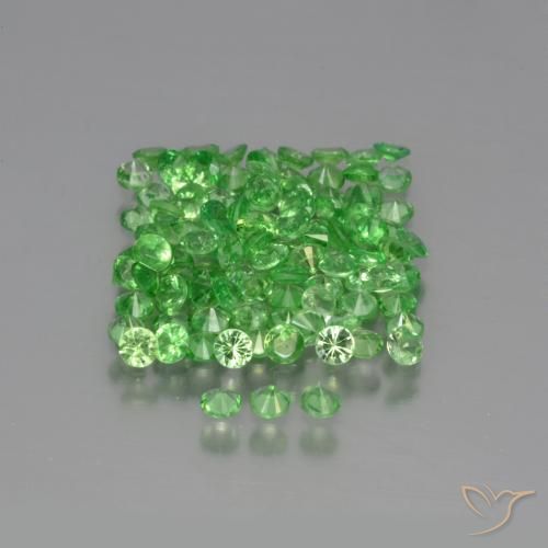 Pedras preciosas de Granada Tsavorita verde vivo natural de 3.98 ct, Redondo, VS