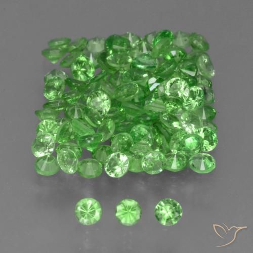 Pedras preciosas de Granada Tsavorita verde vivo natural de 4.10 ct, Redondo, VS