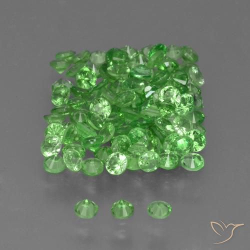 Pedras preciosas de Granada Tsavorita verde vivo natural de 4.10 ct, Redondo, VS