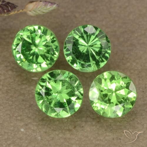 Pedras preciosas de granada tsavorita verde natural de 1,19 ct, corte redondo, VS