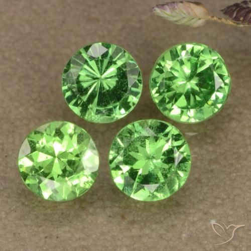 Pedras preciosas de granada tsavorita verde natural de 1,19 ct, corte redondo, VS