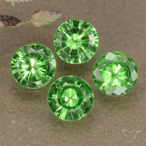Pedras preciosas de granada tsavorita verde natural de 1,03 ct, corte redondo, VS