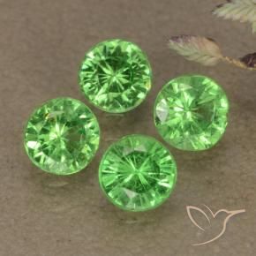 Pedras preciosas de Granada Tsavorita verde vivo natural de 0.94 ct, Redondo, VS