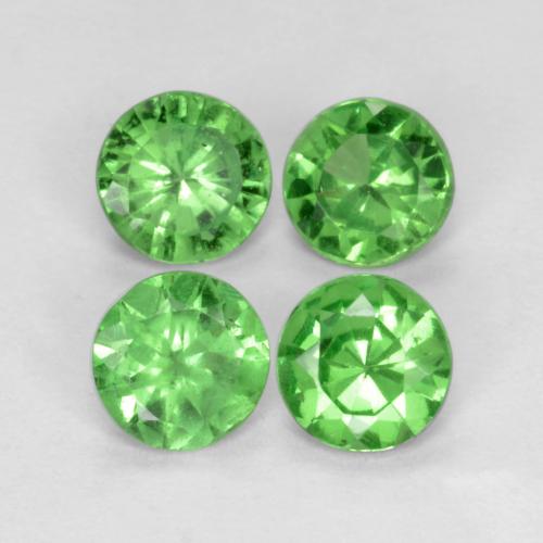 Pedras preciosas de Granada Tsavorita Verde médio natural de 0.93 ct, Corte Redondo, VS