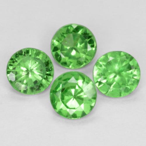Pedras preciosas de Granada Tsavorita Verde médio natural de 0.93 ct, Corte Redondo, VS